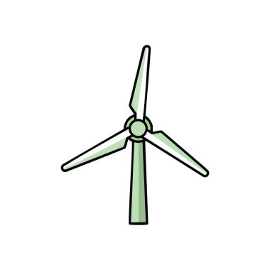 Yenilenebilir Güç Değirmeni Sembolü. Minimalist yeşil rüzgar jeneratörü çizimi. Bu basit amblem çevre dostu elektriği, çevresel bakımı ve sürdürülebilir ilerlemeyi simgeliyor..