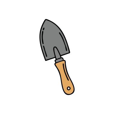 Bahçıvan El Malafatı. Bahar ekimi, bahçe işleri ya da bitki yetiştirme için mükemmel olan küçük bir tarım aletinin basit ve temiz bir örneği. Büyümeyi ve yeni başlangıçları simgeler.