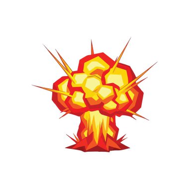 Canlı Çizgi Film Patlaması. Kırmızı ve sarı renkli çarpıcı bir animasyon. Bu grafik yoğun enerjiyi, ani bir etkiyi ya da dramatik bir olayı temsil ediyor..