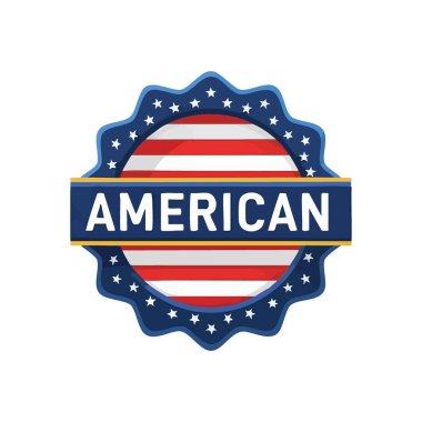 Amerikan Vatansever Rozeti. Çizgili ve yıldızlı Amerika Birleşik Devletleri 'nin özünü gösteren cesur amblem. Bu tasarım ulusal gurur, birlik ve üstün kaliteyi taşır..
