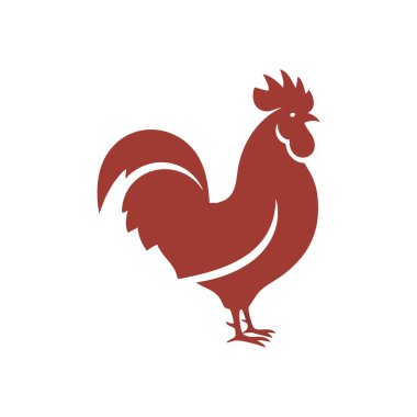 Kral Horoz Grafiği. Gururlu bir kuş, bu minimalist kırmızı çizgi gücü, yeni başlangıçları ve ihtiyatı temsil eder. Çeşitli projeler için cesur, modern bir amblem..