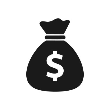 Dolar İşaretli Para Torbası Simgesi. Önemli bir dolar sembolü olan parlak bir para çantası amblemi. Finansal büyümeyi, refahı ve zenginliği temsil eder.