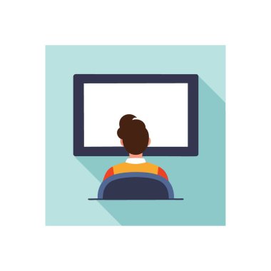 Boş Dijital Ekranı Gören Kişi. Gözlemci boş bir ekran görür, sunumlar, veri görselleştirme veya gelecekteki içerik için idealdir. Odaklanmayı ve yeni olasılıkları temsil eder.