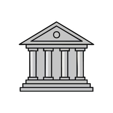 Klasik Bina Simgesi. Sütunları ve basamakları olan geleneksel bir yapıyı tasvir eden minimalist bir düz simge. Hukuk, finans, istikrar ve miras kavramlarını sembolize eder..