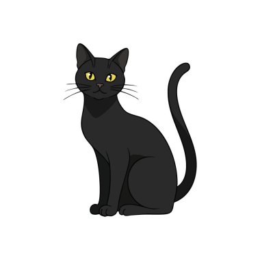 Sarı Gözlü Zarif Kara Kedi. Gölgeli bir boşluğa sakince oturan zarif akik kedi yavrusu. Onun çarpıcı kehribar bakışları esrarengiz bir cazibe ekler, genellikle iyi şansı simgeler..