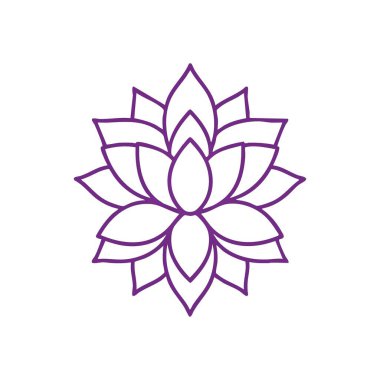 Zarif Lotus Çiçeği Taslak Simgesi. Sakin bir çiçeğin temiz bir vektör çizimi. Bu zarif tasarım, ruhsal saflığı, yeniden doğuşu ve doğal güzelliği simgeler..