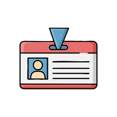 Kimlik Kartı Düz Simge Tasarımı. Bu modern tasvir resmi tanıma ve kontrollü girişi sembolize eder. Güvenlik, üyelik veya kişisel yetki temaları için mükemmel.