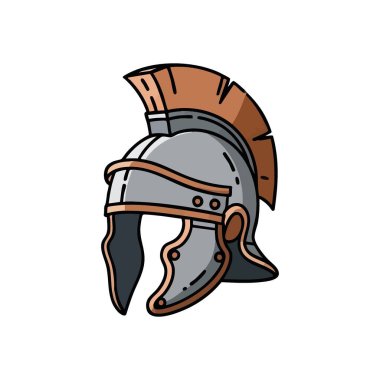 Roma Centurion Kask Simgesi. Eski bir askeri başlık çizimi. Bu antika başlık gücü, cesareti ve tarihi savaşı simgeliyor. Tasarım projeleri için mükemmel.