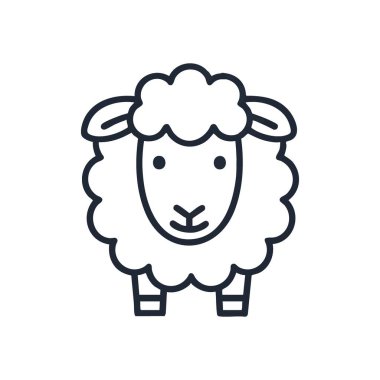 Nazik Beyaz Koyun Hayvan Simgesi. Bu barışçıl ovin grafiği masumiyeti ve sakinliği gösteriyor. Çocuk odası tasarımları, pastoral temalar ya da dinlendirici uykular için ideal. Temiz vektör çizimi.