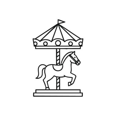 Klasik Atlıkarınca Silueti. Çocukluk sevincini resmeden zarif bir panayır ikonu. Zamansız neşe, masumiyet ve anıları çağrıştırıyor. Çeşitli yaratıcı projeler için mükemmel.