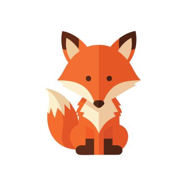 Büyüleyici Geometrik Tilki Karakteri. Çağdaş düz bir tasarımla yapılmış, oturan vahşi bir köpeğin minimalist tasviri. Bu dost canlısı orman sakini zekayı ve.