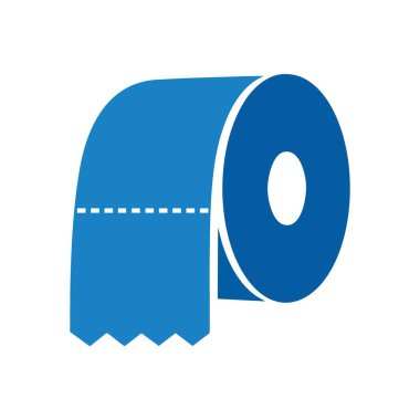 Mavi Tuvalet Kağıdı Yuvarlama Çizimi. Bu basit grafik, günlük hijyen ve ev hizmetlerini temsil eden tek bir makara temel tuvalet temizleme malzemesini tasvir ediyor. Kalın rengi çarpıcı..