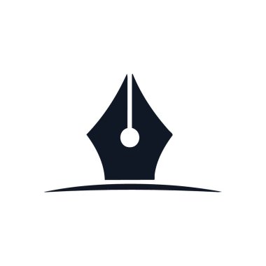 Zarif Çeşme Kalemi Simgesi. Yaratıcılık, eğitim, iletişim ve rafine tasarımı temsil eden klasik bir yazı aracının gösterişli bir grafik çizimi.