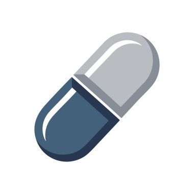 Mavi Gri İlaç İkonası. Çift renkli bir ilaç ünitesinin stilize edilmiş dijital tasviri, sağlık, sağlık ve terapi çözümlerini sembolize ediyor. Tıbbi ya da tıbbi bağlamlar için ideal.