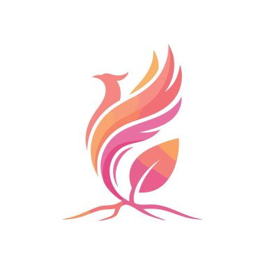 Canlı Anka Kuşu Ruh Doğa Tasarımı. Bitki elementleriyle karıştırılmış mistik bir kuşun dinamik bir çizimi. Yeniden doğuşu, yenilenmeyi ve organik büyümeyi temsil ediyor. Özellikler sıcak, büyüleyici gradyanlar.