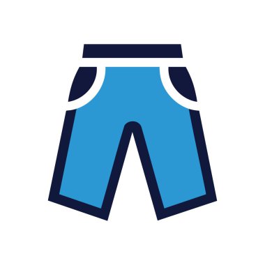 Basit Mavi Şort Giyim Grafiği. Canlı, okyanus renginde, koyu renk bukleli, minimalist bir tarzda gösterilmiş gündelik bir giysi. Konfor, eğlence ve yaz eğlencesini çağrıştırıyor..