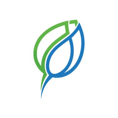 Soyut Eko Yaprak Bağlantısı Logosu. Dinamik grafik, yeşillik ve gök mavisi renklerinde stilize edilmiş organik elementler içeriyor. Çevre uyumu, büyüme ve düşünceli diyaloğu sembolize eder..
