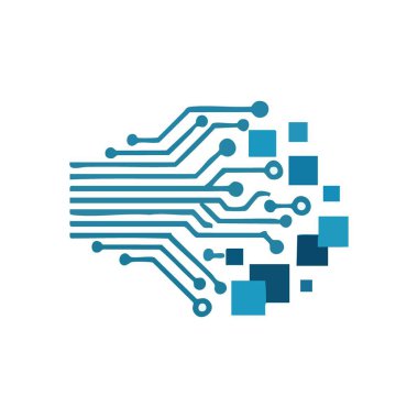 Dijital Beyin Veri Akımı. Soyut mavi çizgiler ve kareler siyah üzerine nöral bir ağ oluşturur. Yapay zeka, bilgi işleme ve teknolojik gelişmeyi simgeler..