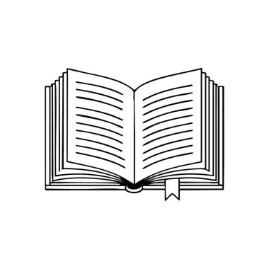 Bilgi ve Öğrenme Amblemi. Açık bir kitabın kitap ayracıyla net bir vektör çizimi. Bilgelik, eğitim ve devam eden okuma ve keşfetme yolculuğunu iletir. Akademik için ideal,.