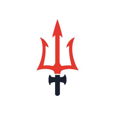 Kızıl Mızrak Sembolü. Koyu arkaplanda üç çatallı güçlü mızrak tasviri. Bu amblem gücü, antik mitolojiyi ve otoriter komutu taşır..