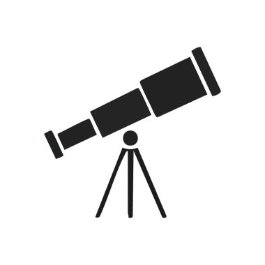 Minimalist Teleskop Simgesi. Astronomik bir aletin parlak, rafine bir sembolü, kozmik keşif için ideal. Keşfi, bilimsel merakı ve evrensel merakı çağrıştırır..