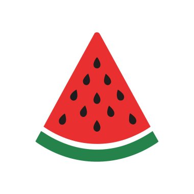 Canlı karpuz dilimi amblemi. Karakteristik tohumlarla sulu meyve bölümünün parlak bir çizimi. Sıcak mevsim temaları, doğal gıda konseptleri ve canlandırıcı tasarımlar için ideal..