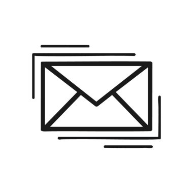 Swift Elektronik Posta Sembolü. Bu minimalist grafik, hızlı dijital iletişimi ve mesajların iletimini simgeleyen hareket çizgileriyle dolu bir zarf tasvir ediyor..