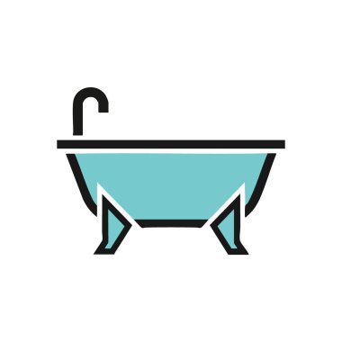 Aqua Küvet İllüstrasyonu. Huzurlu bir Cyan banyo kabı, kişisel refahı somutlaştıran ve ferahlatıcı bir deneyim. Çeşitli grafik ihtiyaçları için ideal.