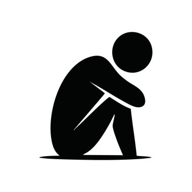 Umutsuzluk Taslağı 'ndaki tek kişilik figür. Derin duygusal acı ve tefekkür gösteren minimalist bir grafik. Bu siluet yalnızlığı, kederi ve akıl sağlığıyla mücadeleyi simgeliyor..