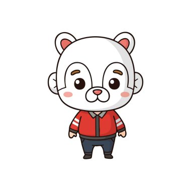 Şirin Ayı Karakteri Maskotu. Arkadaşça bir ifadesi olan sevimli bir çizgi film yaratığı. Bu sevimli kişilik canlı kırmızı bir ceket giyiyor, sıcaklığı ve keyfi somutlaştırıyor..