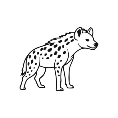 Görülen Sırtlan Vahşi Yaşam Çizimi. Bu çarpıcı monokrom vektör sanatı Afrikalı bir leşçiyi gösteriyor. Güç, adaptasyon ve vahşi ruhun evcilleştirilmemiş ruhu için mükemmel bir tema..