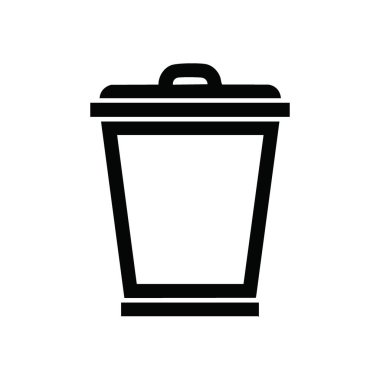 Dijital Çöp Kutusu Simgesi. Bir çöp konteynırının çıtır çıtır, minimalist grafiği. Kullanıcı arayüzü ögeleri için mükemmel, veri silme, dijital temizlik veya geri dönüşüm süreçlerini sembolize eden.