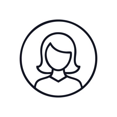 Kadın Kullanıcı Profili Simgesi. Temiz vektör grafiği bir kadının kimliğini sembolize ediyor. Hesap avatarları, üye detayları ve genel kişi temsilciliği için ideal. Minimalist ve çok yönlü.