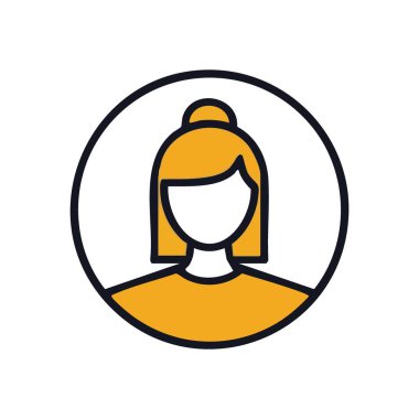 Kadın Kullanıcı Avatar. Genel kadınsı profil görüntüsünün modern minimalist tasarımı. Bu görsel, arayüzler ve dijital hesaplar için mükemmel olan evrensel bir çevrimiçi kimliği temsil eder..