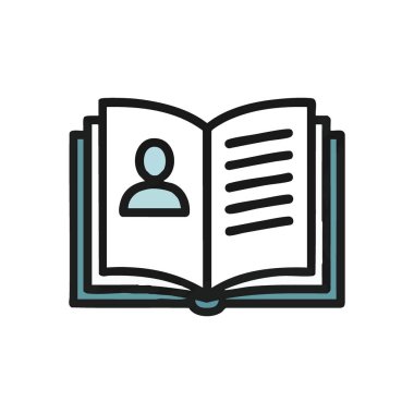 Kullanıcı Profili Simgesi. Açık bir hacim kişinin avatarını ve yapılandırılmış bilgilerini gösterir. Bu dijital illüstrasyon kimlik, akademik uğraşlar ve kişisel belgeleri sembolize eder.