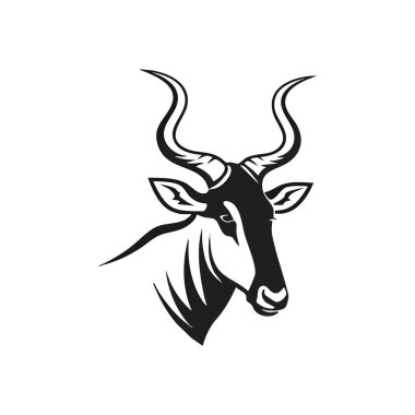 Tek renkli Antilop Kudu Kafa Sanatı. Çarpık boynuzları olan bu görkemli doğal canavarın stilize edilmiş bir tasviri. Gücü, zarafeti ve ehlileştirilmemiş ruhu simgeler..