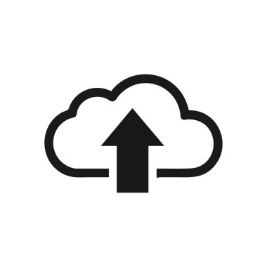 Bulut Veri Yükleme Sembolü. Bu grafik dosyaları internet tabanlı bir sunucuya aktarmayı gösterir. Uzaktan erişimi, yedekleri güvence altına almayı ve dijital varlıkların kusursuz bağlantısını gösterir..