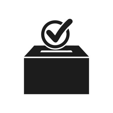 Oy sandığı onaylandı. Bir oy sandığının sembolik görüntüsü ve bir onay işareti. Bu, bir tercihte bulunma, vatandaşlık sözleşmesi ve seçme özgürlüğünü temsil eder..