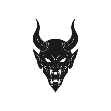 Kara İblis Canavar Baş Vektör Sanatı. Sivri uçlu uzantıları ve parlayan gözleriyle bu efsanevi yaratık antik güçleri çağrıştırıyor. Tehditkar yüzü karanlık bir fantezi ve ürkütücü bir gizemi temsil ediyor..