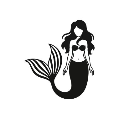 Zarif Mistik Denizkızı Simgesi. Çarpıcı bir monokroma dönüşmüş, akışkan kuyruklu büyüleyici bir efsanevi yaratıktır. Bu yaratıcı sanat eserleri su zarafetini ve evcilleştirilemeyen cazibeyi çağrıştırıyor..