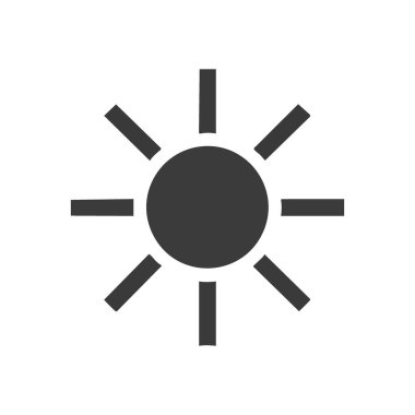 Güneş Parlaklık Simgesi Karanlık Mod. Güneş enerjisi, sıcaklık veya ekran aydınlatma ayarları için soyut grafik amblemi. UI UX elemanları ve dijital ortam içeriği için ideal.