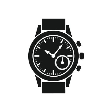 Şık Saat Saat Simgesi. Tek renkli kol saati tasarımı, parlak form ve işlevselliği vurguluyor. Hassasiyeti, zamanlamayı ve sofistike bursu temsil ediyor. Lüks kavramlar için ideal..