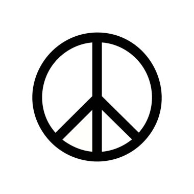 Siyah üzerine Beyaz Barış Sembolü. Simgesel amblem küresel uyumu ve savaş karşıtı duyguları temsil ediyor. Minimalist tasarımı birlik ve sükuneti teşvik eder..