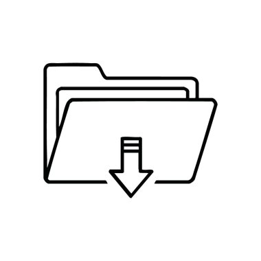 Dizin Simgesi İndir. Veri alma ve içerik depolama işlemini temsil eden, aşağı bakan ok ile bir dizinin katıksız beyaz grafiği.