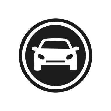 Parlak Araç Sembolü. Bir otomobilin minimalist tasviri, seyahat, navigasyon ve modern ulaşım çözümleri için mükemmel..