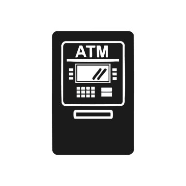 ATM Otomatik Teller Makinesi Simgesi. Bir para makinesinin canlı bir grafik tasviri. Bu tasarım, zahmetsiz para işlemlerini ve modern bankacılık erişilebilirliğini simgeler..