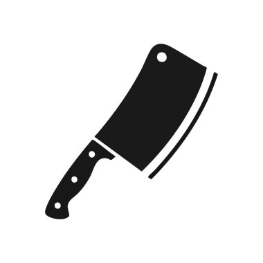 Et Satırı Simgesi. Minimalist grafikte sağlam bir kasap bıçağı var. Mutfak teması, yemek hazırlama ya da profesyonel mutfak tasarımları için mükemmel. Verimliliği ve hassasiyeti temsil eder..