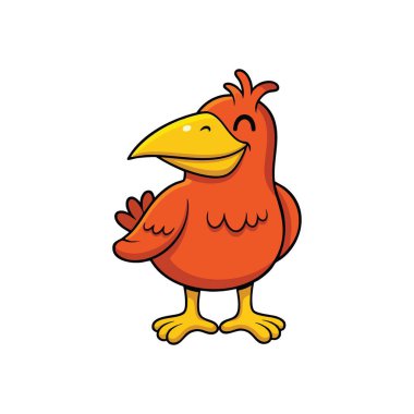 Dost canlısı Turuncu Kuş Dalgası. Bu parlak sarı gagalı neşeli tüylü arkadaş bir hoş geldin jesti sunuyor. Zevkli ifadesi mutluluk ve yakınlık yayar..