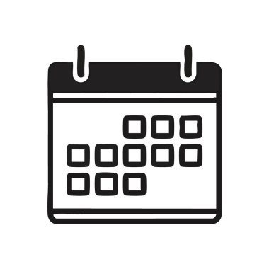 El Çizimi Takvim Simgesi. Aylık bir planlayıcının minimalist karalama tarzı grafiği, randevular, etkinlikler ve önemli teslim tarihleri düzenlemek için ideal. Zaman yönetimini temsil eder.