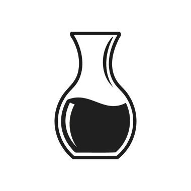 Modern Sıvı Taşıyıcı Silueti. Bu temiz, soyut tasarım, bilinmeyen bir maddeyle dolu sofistike bir sürahi gösteriyor. Zarafet veya kapsama kavramları için ideal.